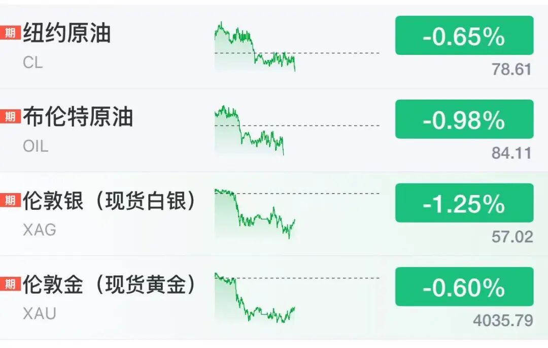 美股期指全线下挫，半导体盘前大跌，SK海力士跌超6%	，国际油价	、金银价格齐跌
